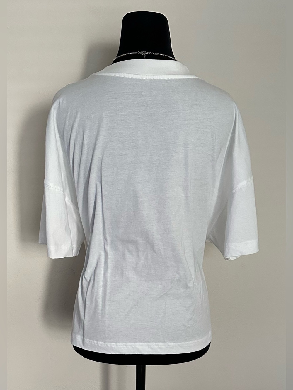 Maeve White Boxy Crop Tee with Lime Green Emblem 100% Cotton - Picture 3 of 15